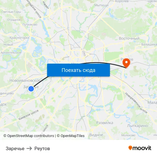 Заречье to Реутов map