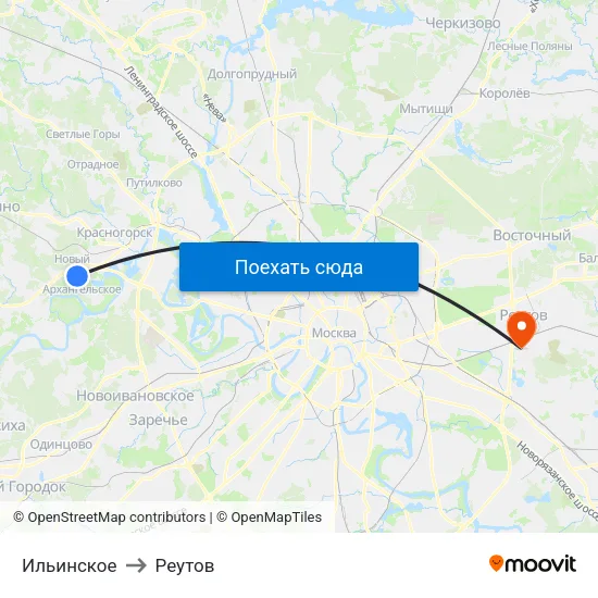 Ильинское to Реутов map