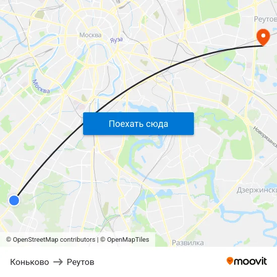 Коньково to Реутов map