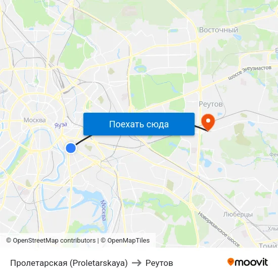 Пролетарская (Proletarskaya) to Реутов map