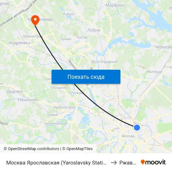 Москва Ярославская (Yaroslavsky Station) to Ржавки map