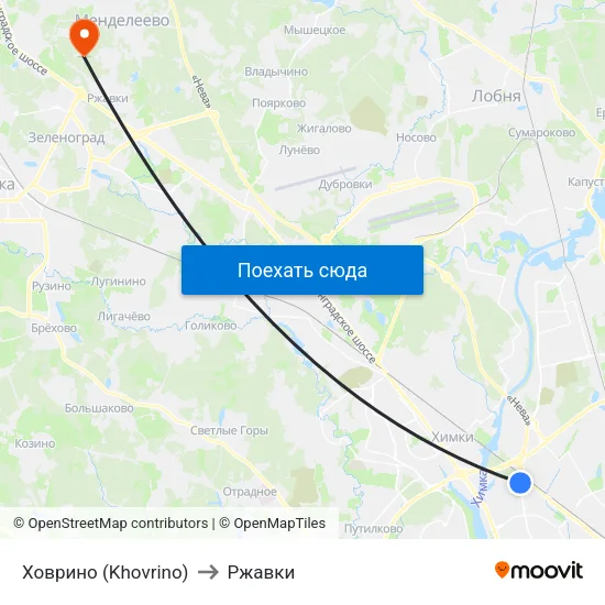 Ховрино (Khovrino) to Ржавки map