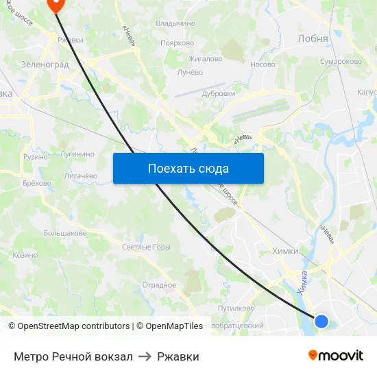 Метро Речной вокзал to Ржавки map