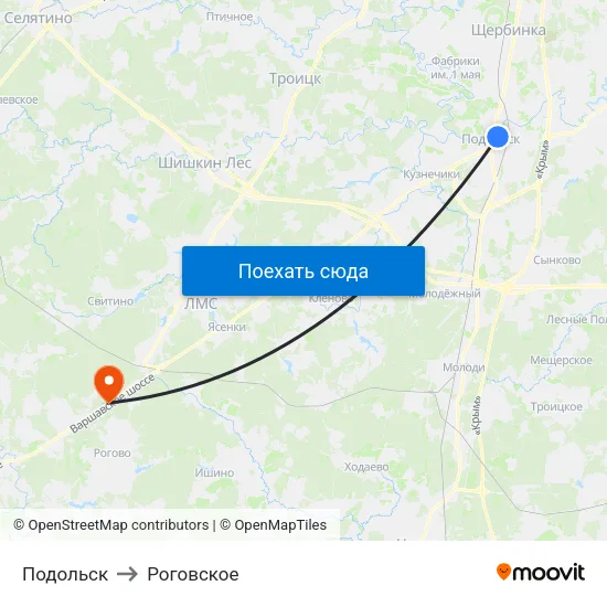 Подольск to Роговское map