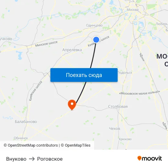 Внуково to Роговское map