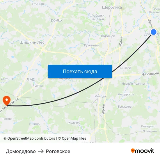 Домодедово to Роговское map