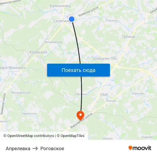 Апрелевка to Роговское map