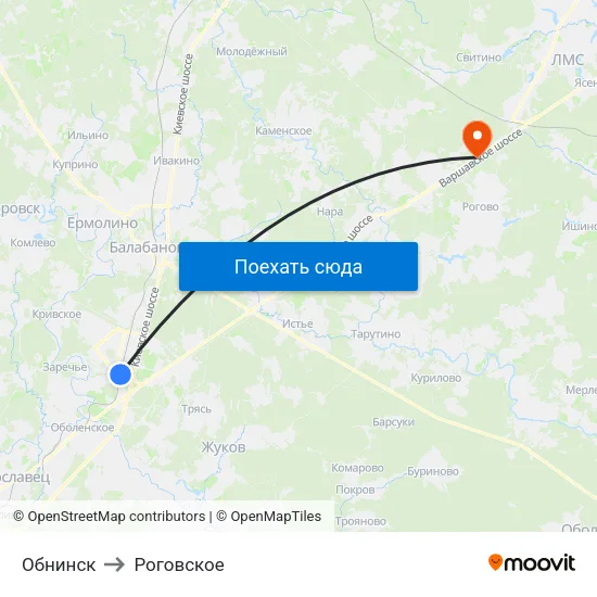 Обнинск to Роговское map
