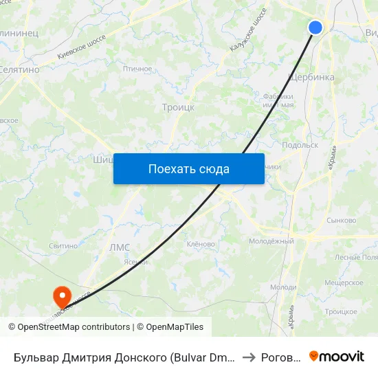 Бульвар Дмитрия Донского (Bulvar Dmitriya Donskogo) to Роговское map