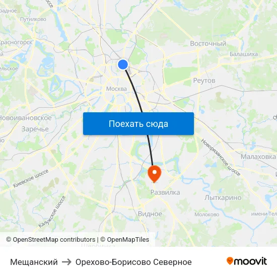 Мещанский to Орехово-Борисово Северное map