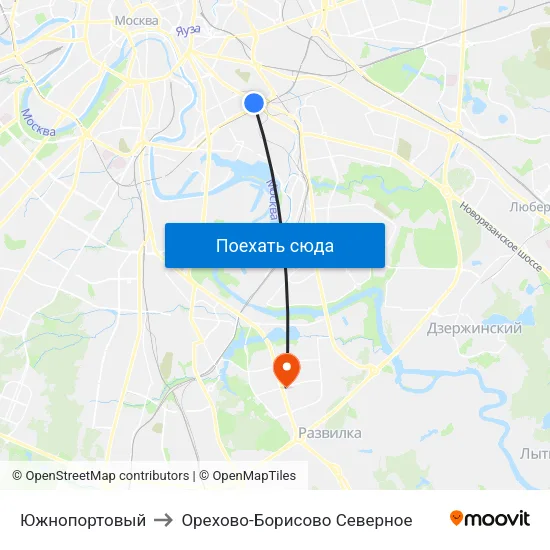 Южнопортовый to Орехово-Борисово Северное map