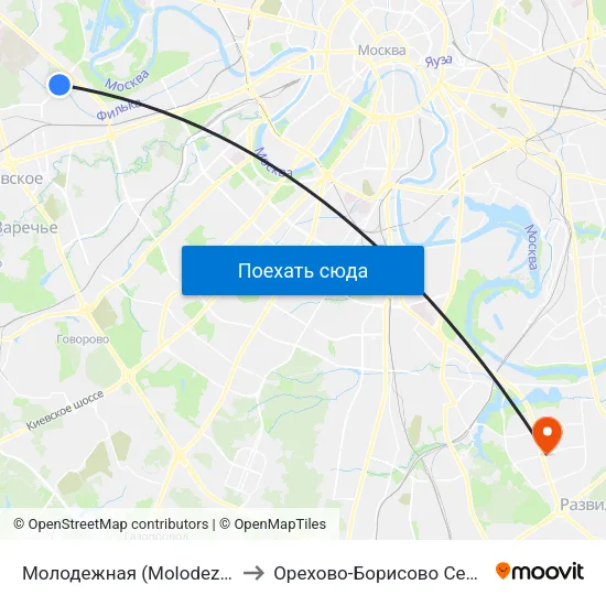 Молодежная (Molodezhnaya) to Орехово-Борисово Северное map
