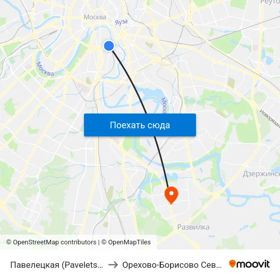 Павелецкая (Paveletskaya) to Орехово-Борисово Северное map