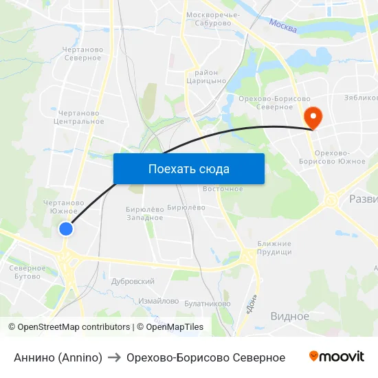 Аннино (Annino) to Орехово-Борисово Северное map