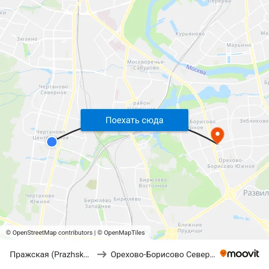 Пражская (Prazhskaya) to Орехово-Борисово Северное map