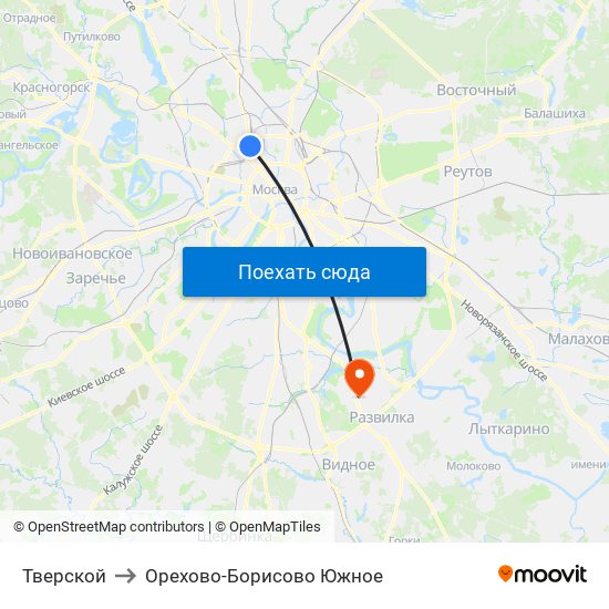 Тверской to Орехово-Борисово Южное map