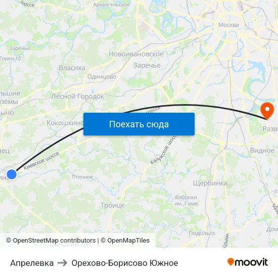 Апрелевка to Орехово-Борисово Южное map