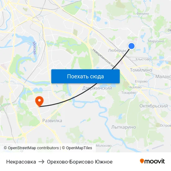 Некрасовка to Орехово-Борисово Южное map
