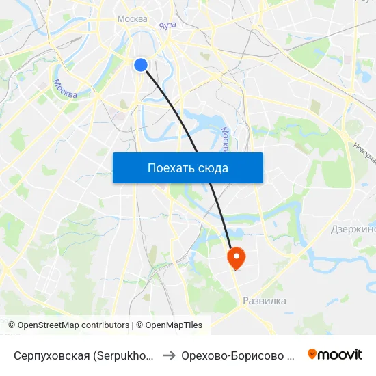 Серпуховская (Serpukhovskaya) to Орехово-Борисово Южное map
