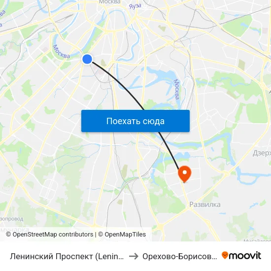 Ленинский Проспект (Leninsky Prospekt) to Орехово-Борисово Южное map