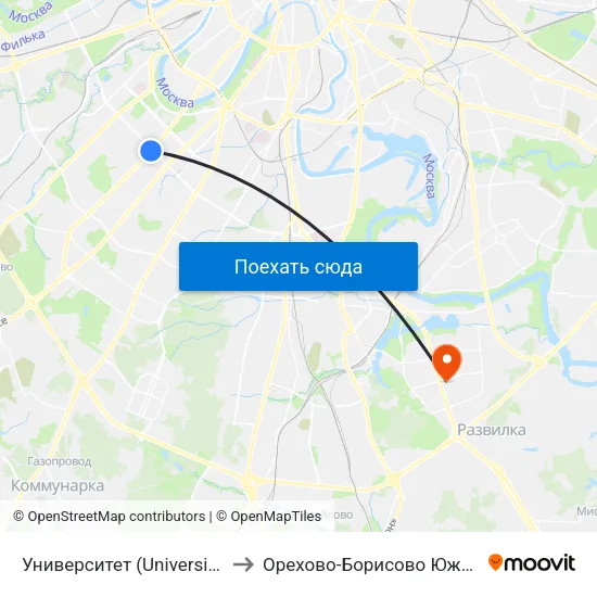 Университет (Universitet) to Орехово-Борисово Южное map