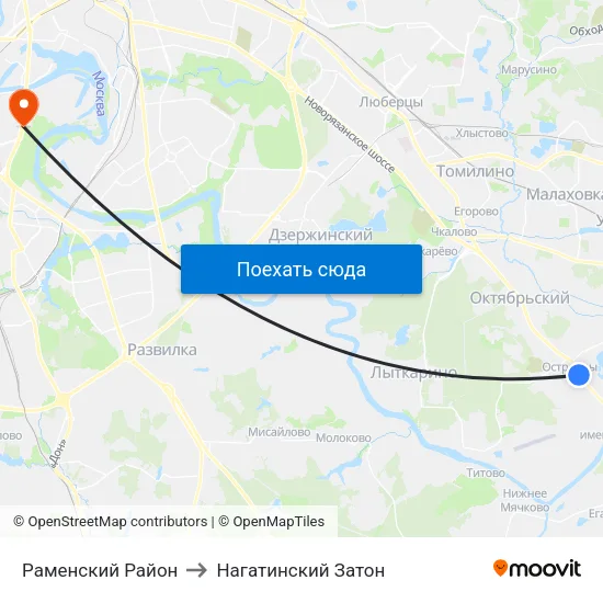 Раменский Район to Нагатинский Затон map