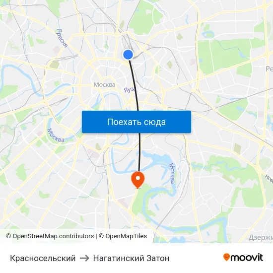 Красносельский to Нагатинский Затон map