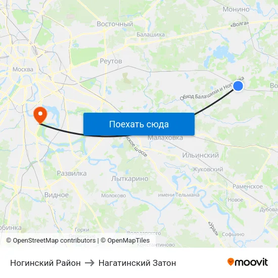 Ногинский Район to Нагатинский Затон map