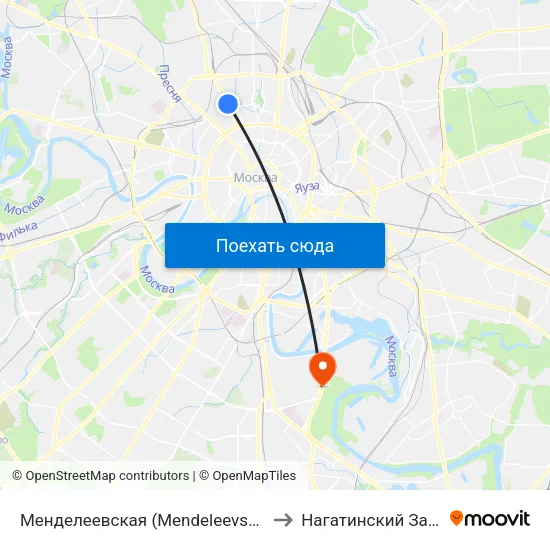 Менделеевская (Mendeleevskaya) to Нагатинский Затон map