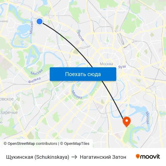 Щукинская (Schukinskaya) to Нагатинский Затон map