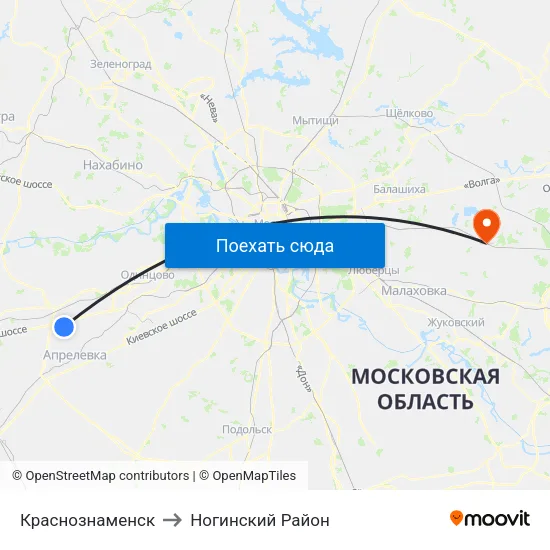 Краснознаменск to Ногинский Район map