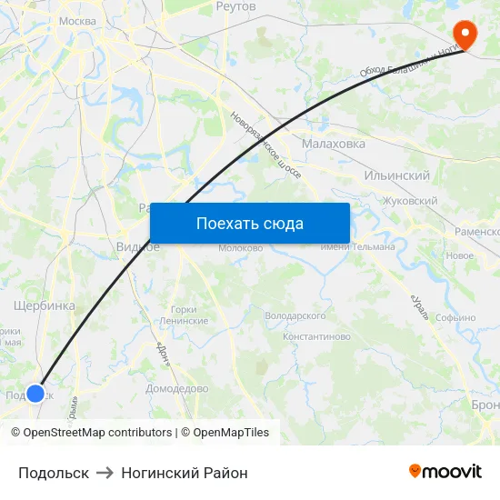 Подольск to Ногинский Район map