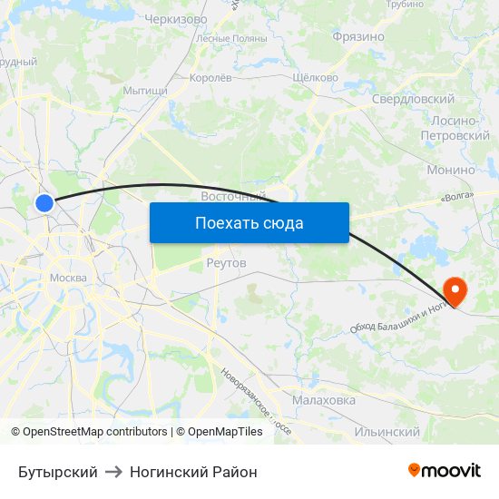 Бутырский to Ногинский Район map