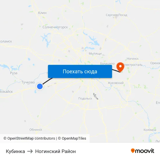 Кубинка to Ногинский Район map