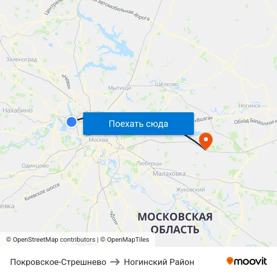 Покровское-Стрешнево to Ногинский Район map