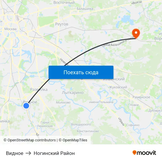 Видное to Ногинский Район map