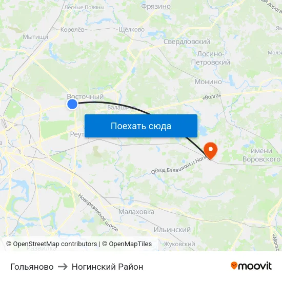 Гольяново to Ногинский Район map