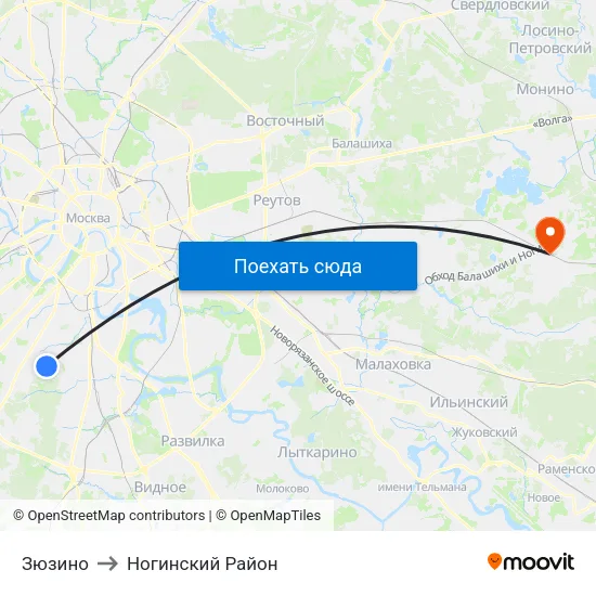 Зюзино to Ногинский Район map