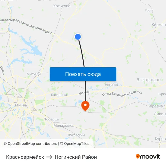Красноармейск to Ногинский Район map