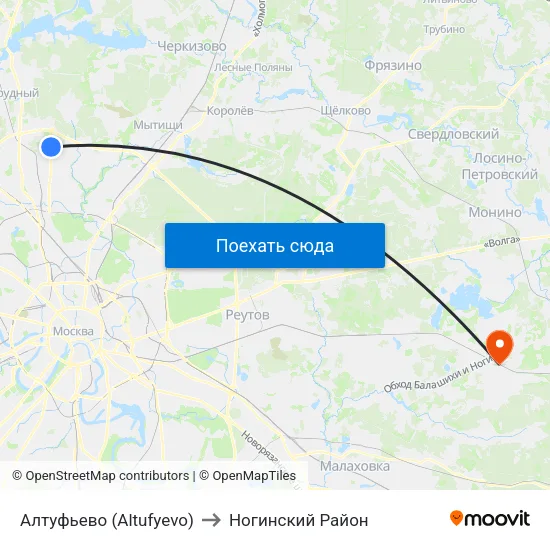 Алтуфьево (Altufyevo) to Ногинский Район map
