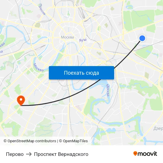 Перово to Проспект Вернадского map