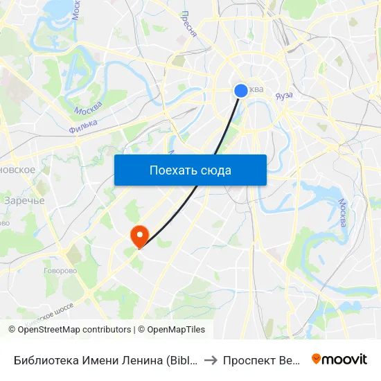 Библиотека Имени Ленина (Biblioteka Imeni Lenina) to Проспект Вернадского map