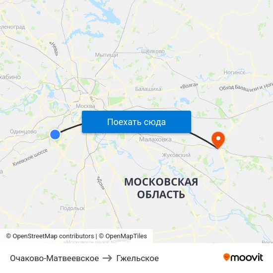 Очаково-Матвеевское to Гжельское map