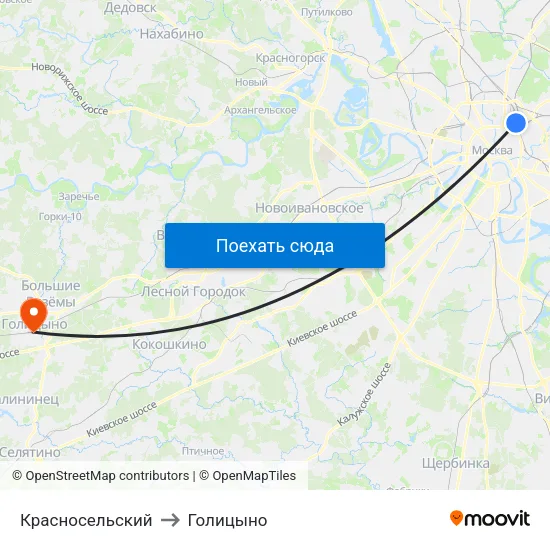 Красносельский to Голицыно map