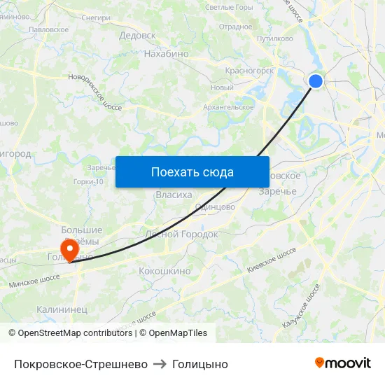Покровское-Стрешнево to Голицыно map