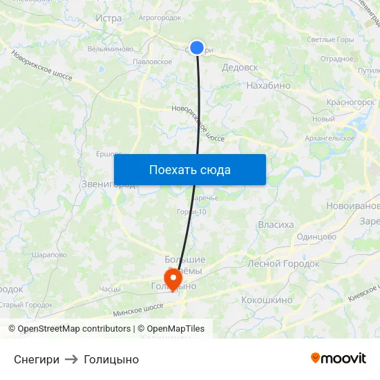 Снегири to Голицыно map