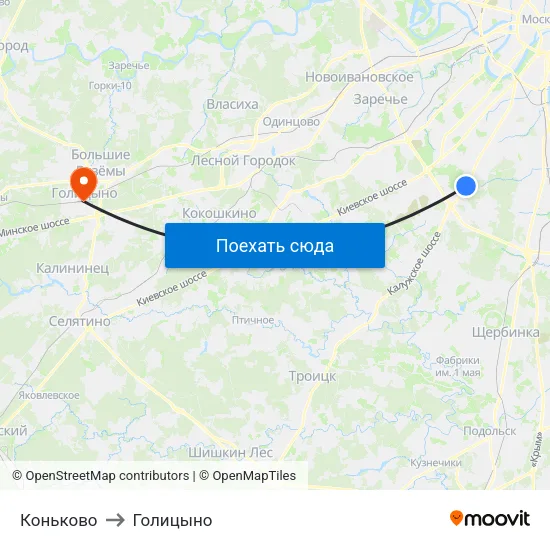 Коньково to Голицыно map