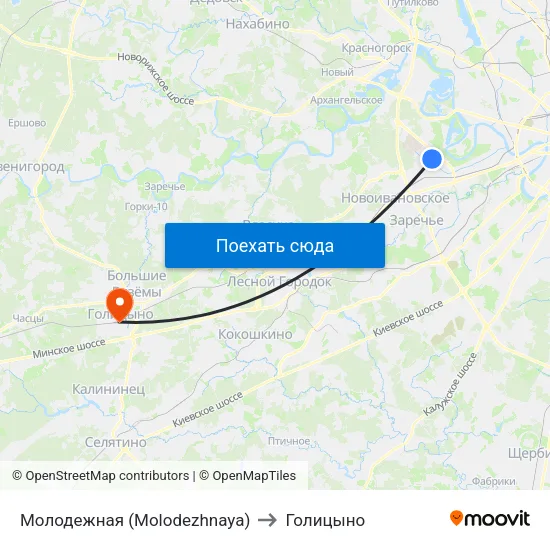 Молодежная (Molodezhnaya) to Голицыно map