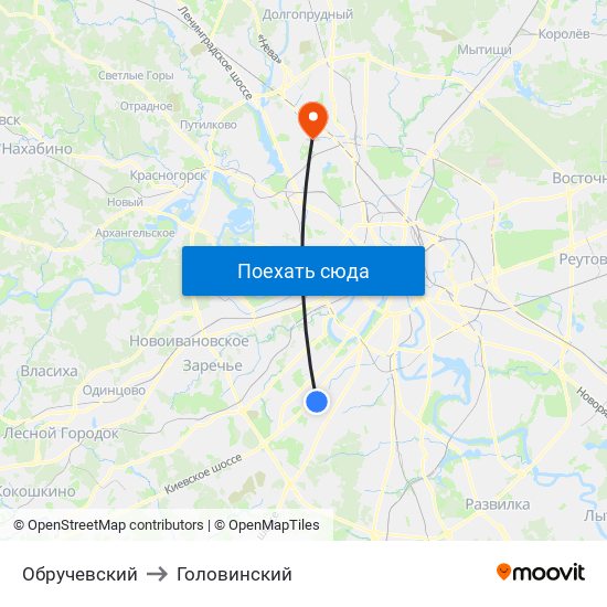 Обручевский to Головинский map