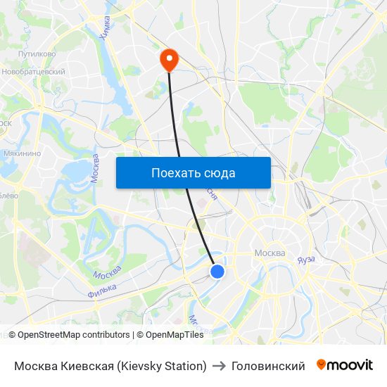 Москва Киевская (Kievsky Station) to Головинский map